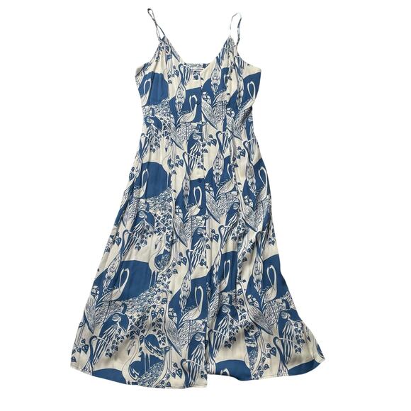 Reformation Gemstone Midi Dress Blue White Avian Floral Print Sz 12 Women's - Picture 2 of 7